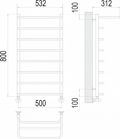 Полка П8 500х800  Полотенцесушитель  TERMINUS Якутск - фото 3