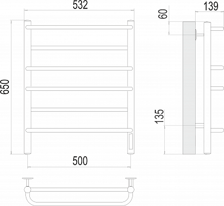 Евромикс П6 500х650 Электро (quick touch) Полотенцесушитель  TERMINUS Якутск - фото 3