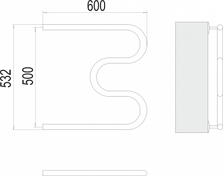 М-обр AISI 32х2 500х600 Полотенцесушитель  TERMINUS Якутск - фото 3