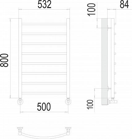 Классик П8 500х800 Полотенцесушитель  TERMINUS Якутск - фото 3