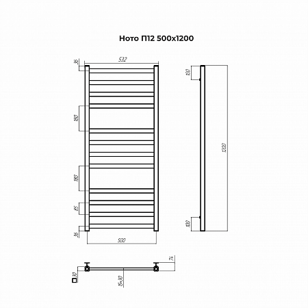 Ното П12 500х1200 Полотенцесушитель TERMINUS Якутск - фото 3