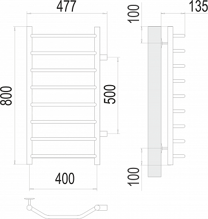 Виктория П8 400х800 бп500 Полотенцесушитель  TERMINUS Якутск - фото 3