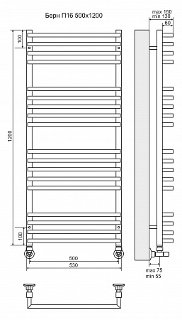 Берн П16 500х1000 Полотенцесушитель  TERMINUS Якутск - фото 3