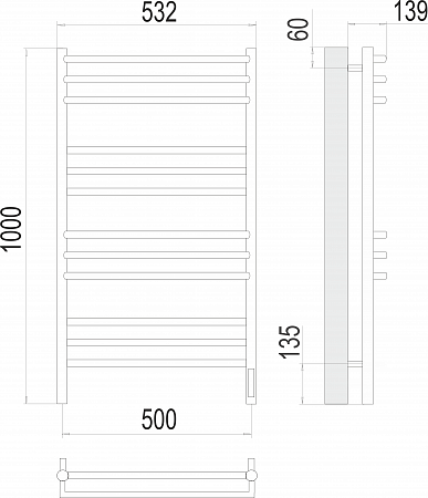 Прато П12 500х1000 электро (sensor quick touch) Полотенцесушитель  TERMINUS Якутск - фото 3