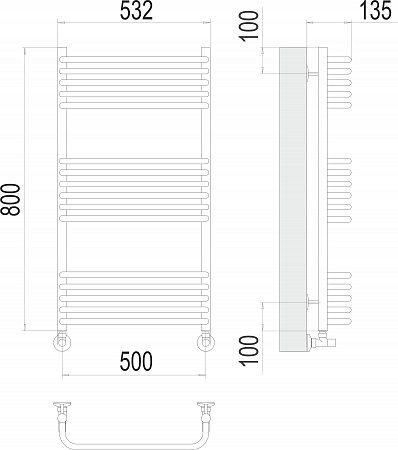 Стандарт П16 500х800 Полотенцесушитель  TERMINUS Якутск - фото 3