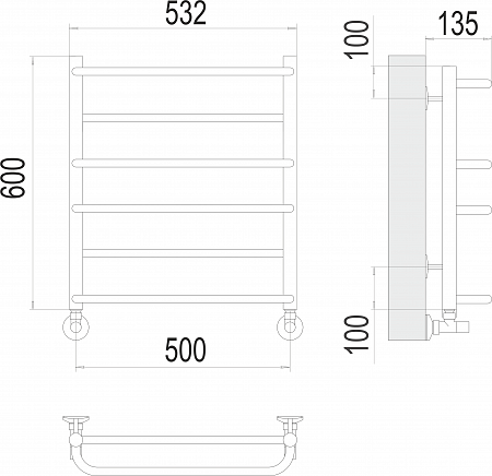 Евромикс П6 500х600 Полотенцесушитель  TERMINUS Якутск - фото 3