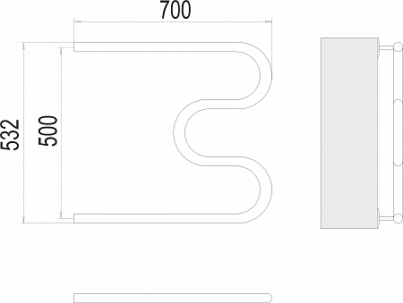 М-обр AISI 32х2 500х700 Полотенцесушитель  TERMINUS Якутск - фото 3