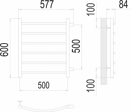 Классик П6 500х600 бп500 Полотенцесушитель  TERMINUS Якутск - фото 3