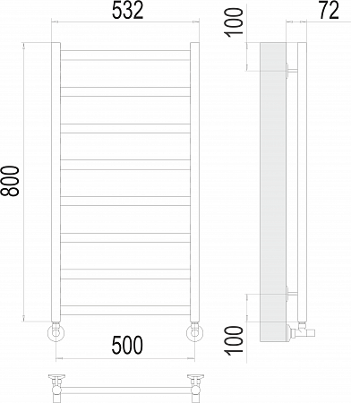 Аврора П8 500х800 Полотенцесушитель  TERMINUS Якутск - фото 3