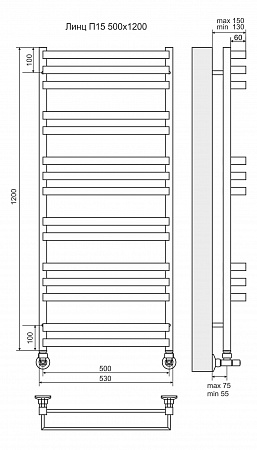 Линц П15 500х1200 Полотенцесушитель  TERMINUS Якутск - фото 3