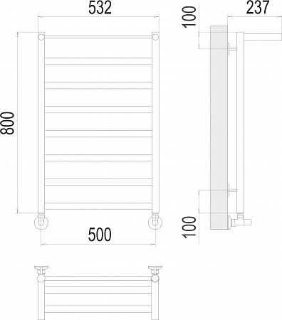 Хендрикс П8 500х800 Полотенцесушитель  TERMINUS Якутск - фото 3