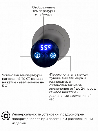 Рондо П2 350х760 электро Полотенцесушитель TERMINUS Оружейная сталь Якутск - фото 5
