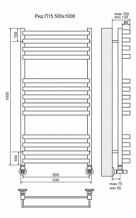 Рид П13 500х1000 Полотенцесушитель  TERMINUS Якутск - фото 3