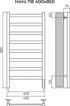 Ното П8 400х850 Электро (quick touch) Полотенцесушитель TERMINUS Якутск - фото 3