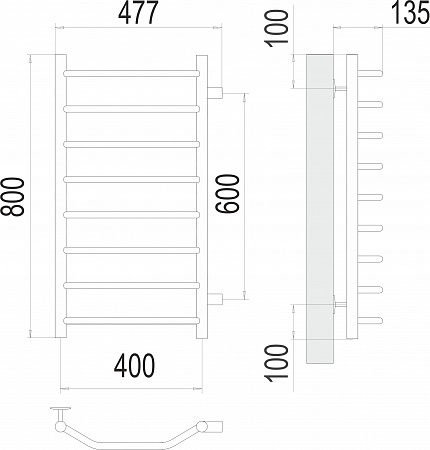 Виктория П8 400х800 бп600 Полотенцесушитель  TERMINUS Якутск - фото 3