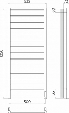 Аврора П12 500х1250 Электро (quick touch) Полотенцесушитель TERMINUS Якутск - фото 3