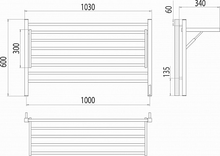 Горизонт П8 1000х600 электро КС ЧЕРНЫЙ МУАР (sensor quick touch) Полотенцесушитель TERMINUS Якутск - фото 5